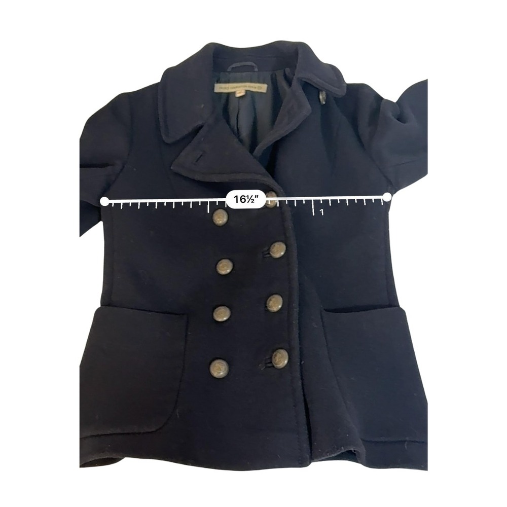 French Connection Womens Y2K Wool Peacoat Black Size 8 Old Money Gold Button - Picture 13 of 13